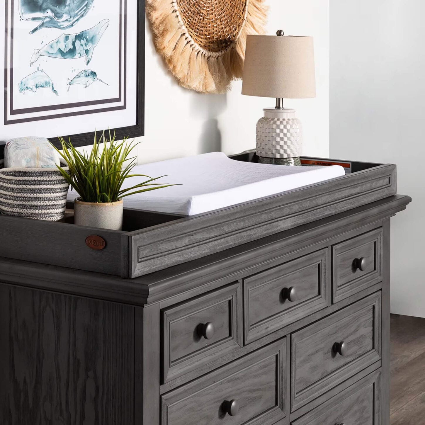 Oxford Baby Glenbrook Changing Topper in Graphite Gray