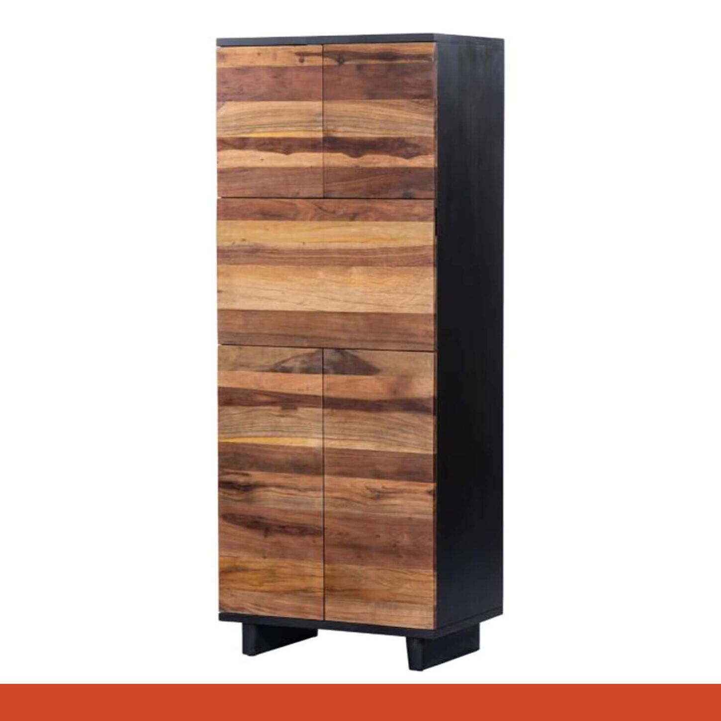 Home Trends & Design Santa Fe 7 inch Bar Cabinet in Natural and Matte Black