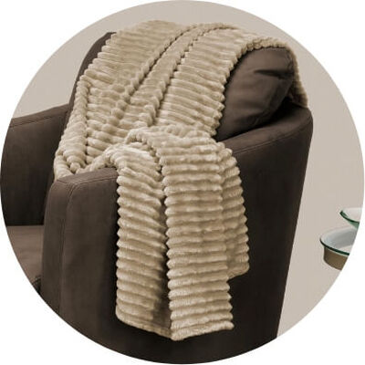 Monarch Specialties 50in x 60in Ultra Soft Ribbed Throw in Beige