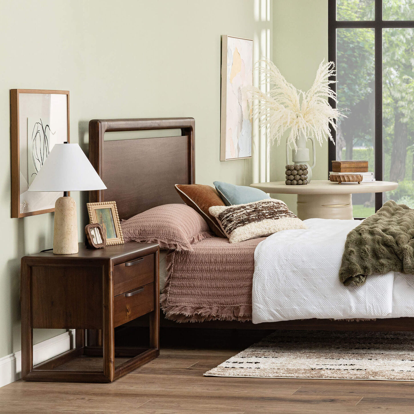 Urban Home Sol Queen Platform Panel Bed with Two Nightstands in Brown Spice