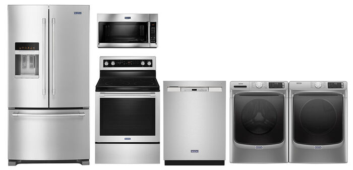 Maytag 4 Piece Kitchen Package and Laundry Pair in Stainless Steel