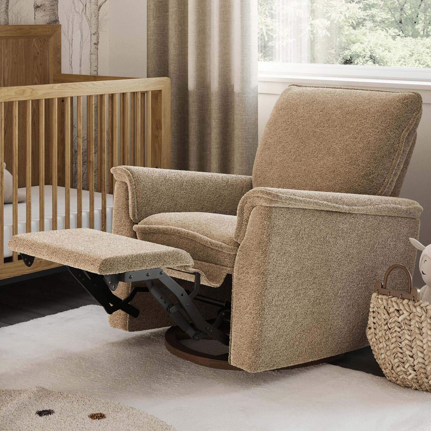 Baby Appleseed Anza Power Swivel Glider Recliner in Taupe