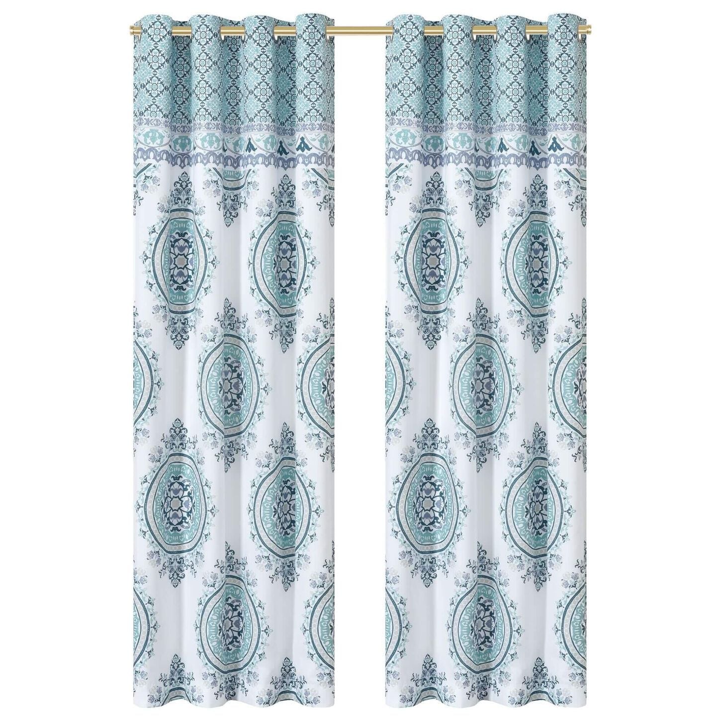 Royal Court Afton 84" x 41" Grommet Window Panel Pair in Blue and White
