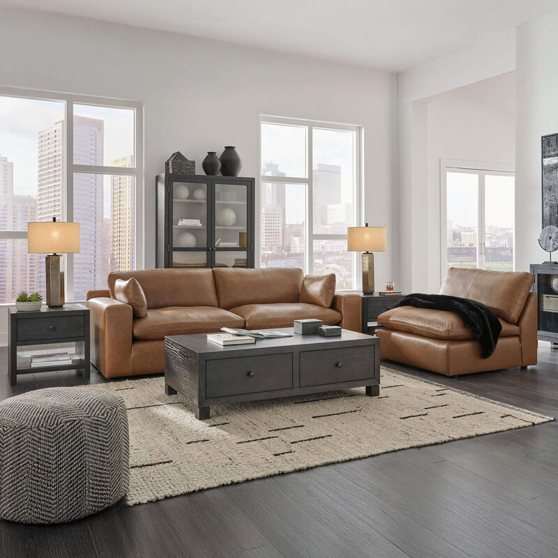 Ashley Emilia 3-Piece Stationary Symmetrical Sectional Sofa in Caramel