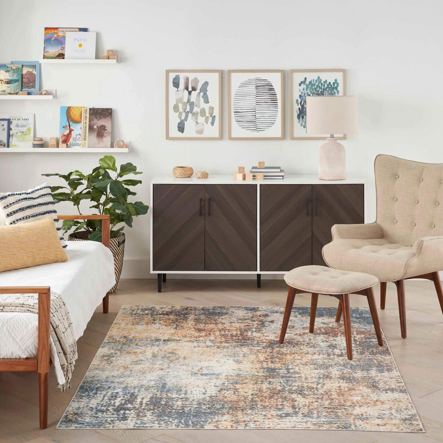 Nourison Astra Machine Washable Abstract 6'7" x 9' Multicolor Area Rug