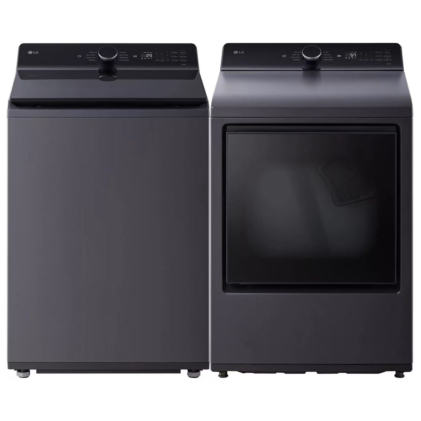 LG 5.5 Cu. Ft. Top Load Washer and 7.3 Cu. Ft. Electric Dryer with AI Sensing in Matte Black
