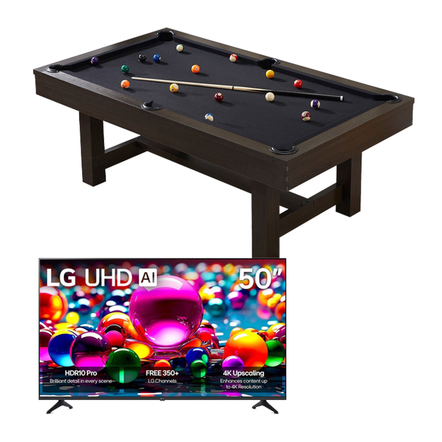 Big screen TV and pool table