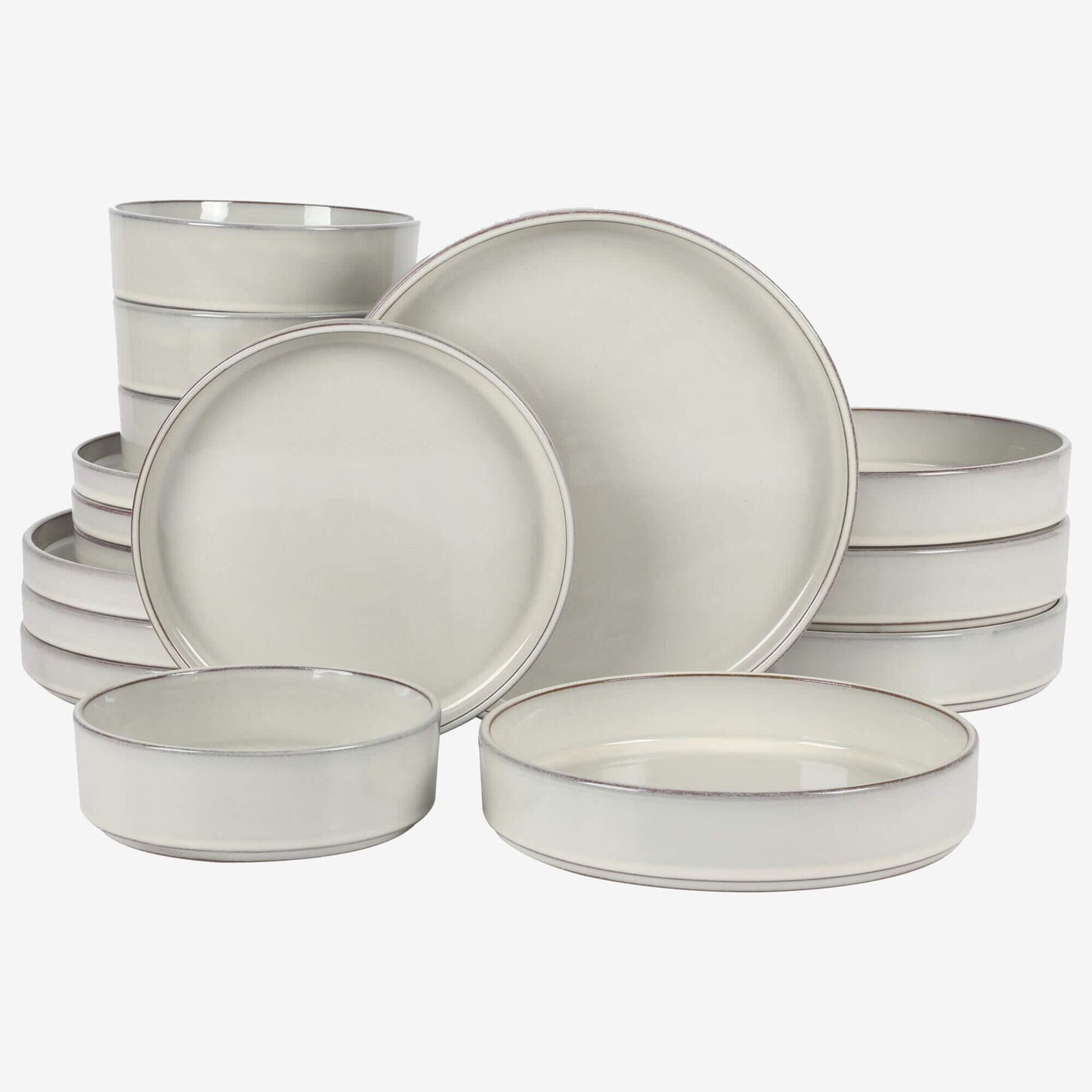 Gibson Homewares Bloomhouse Santorini Mist 16-Piece Dinnerware Set in Moonstone White