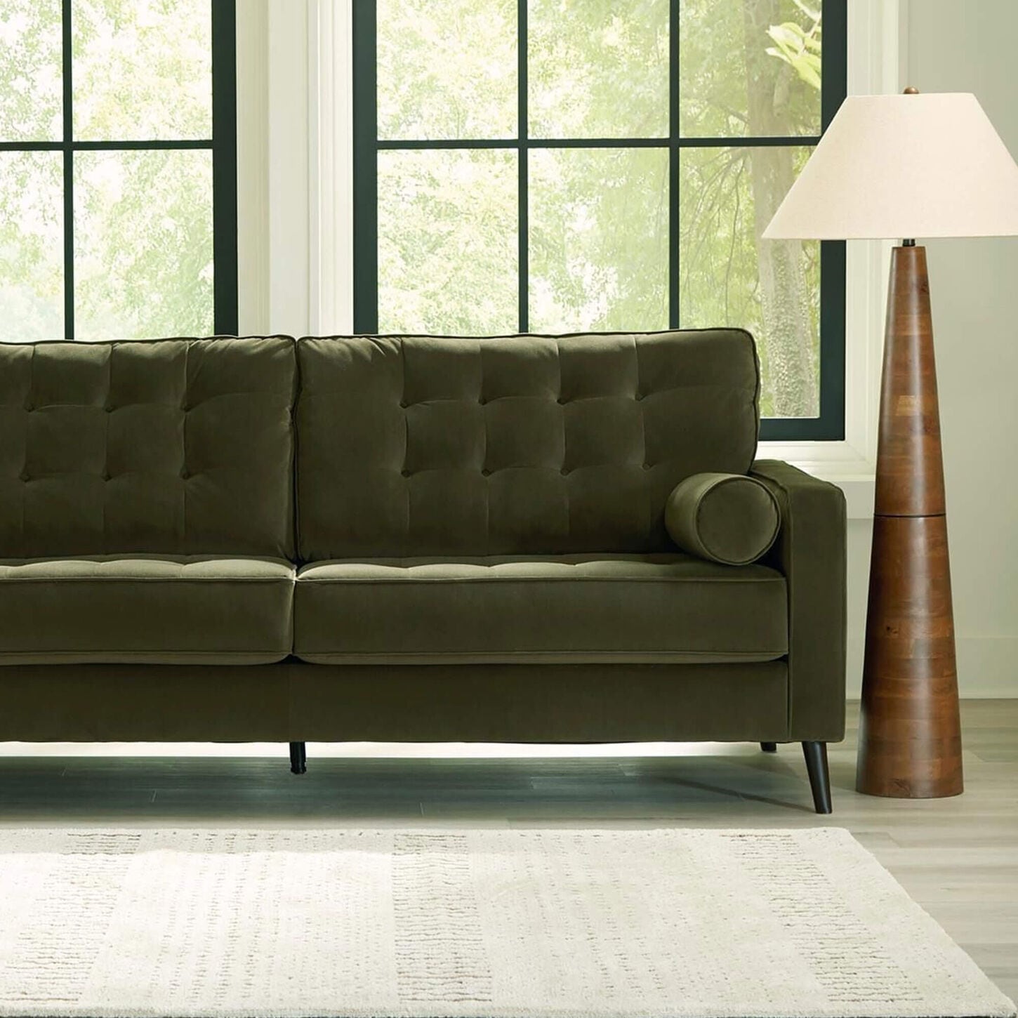 37B Reveon Lakes Stationary Sofa in Olive Velvet