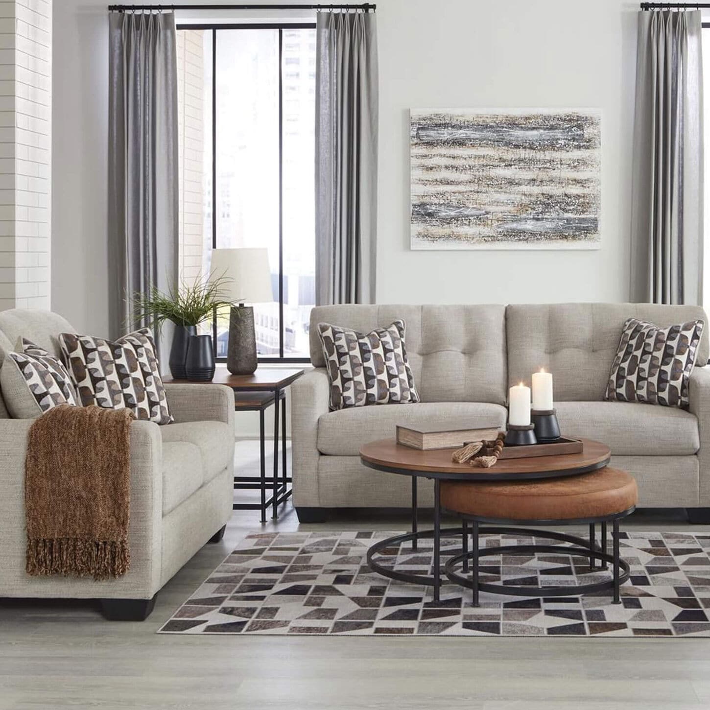 Ashley Mahoney Stationary Sofa in Pebble