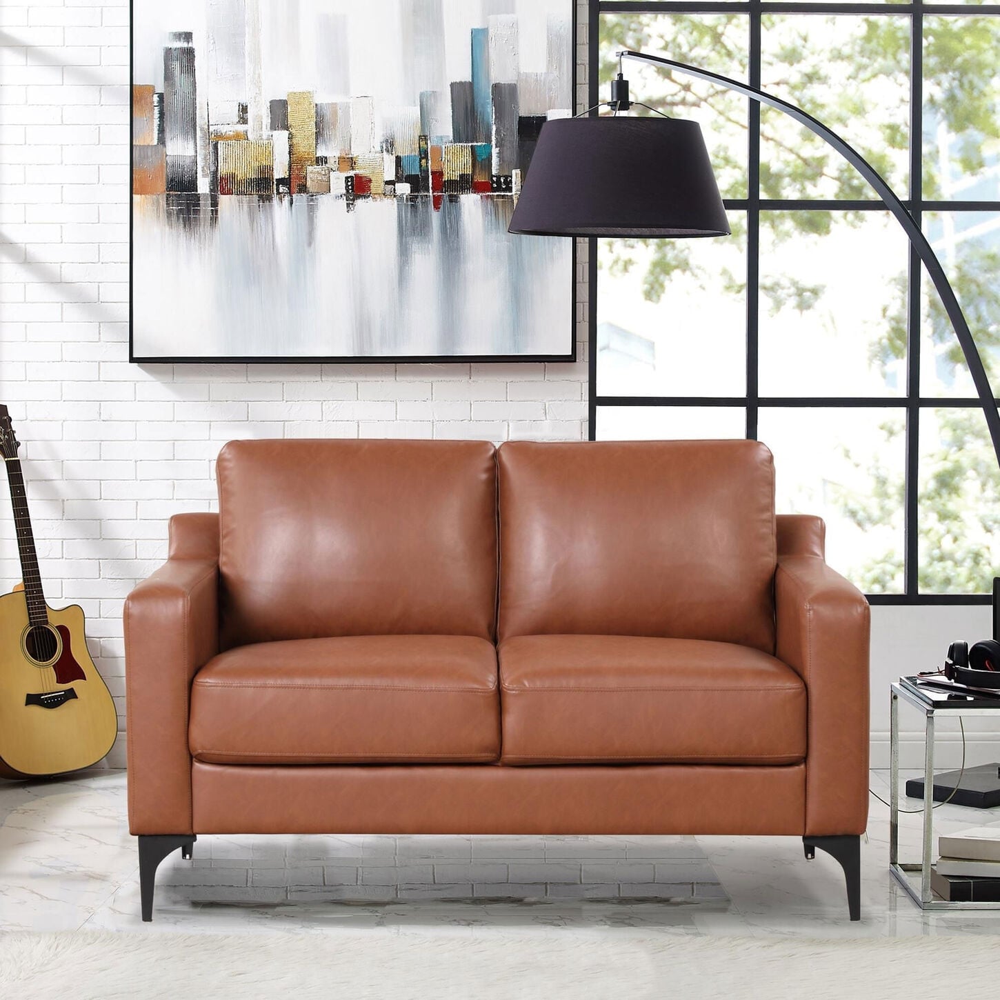 Lifestyle Solutions Fletcher Stationary Loveseat in Brown