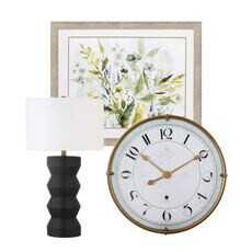Lamp, Clock & Area Rug