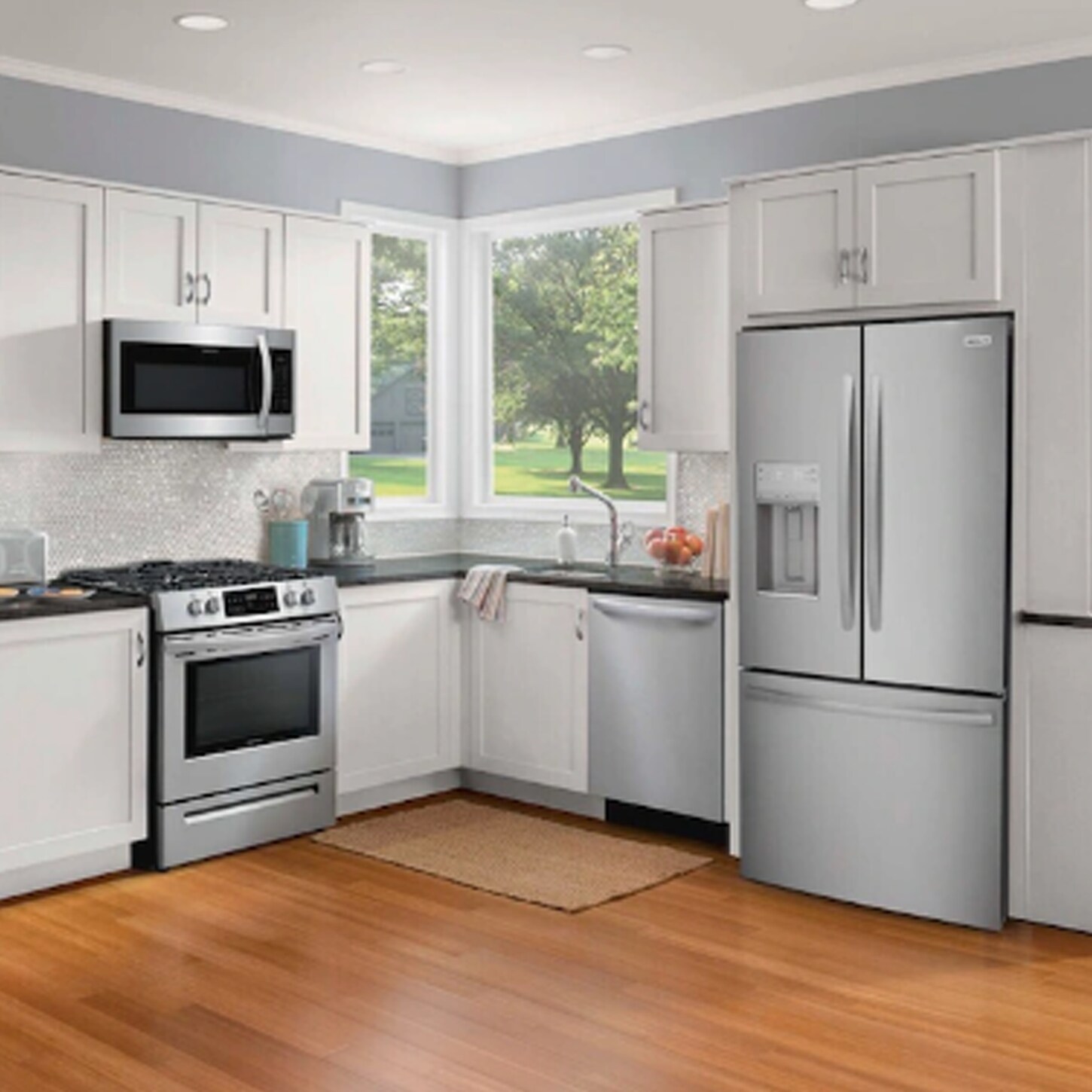 frigidaire-stainless steel refrigerator in kitchen