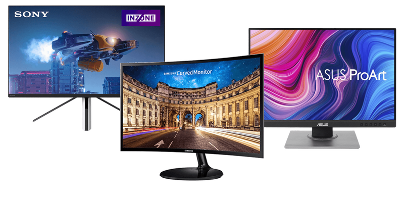 Monitors from Samsung, Sony, and Asus