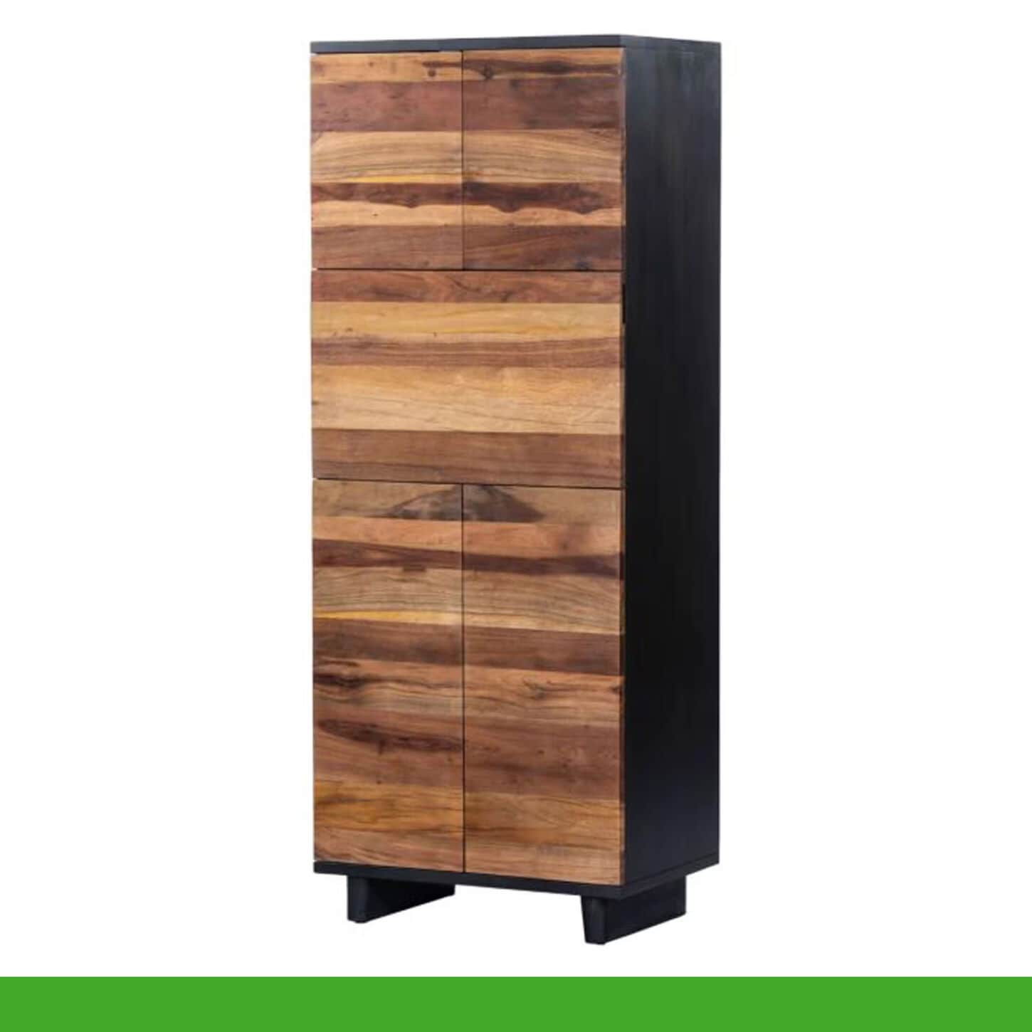 Home Trends & Design Santa Fe 72" Bar Cabinet in Natural and Matte Black