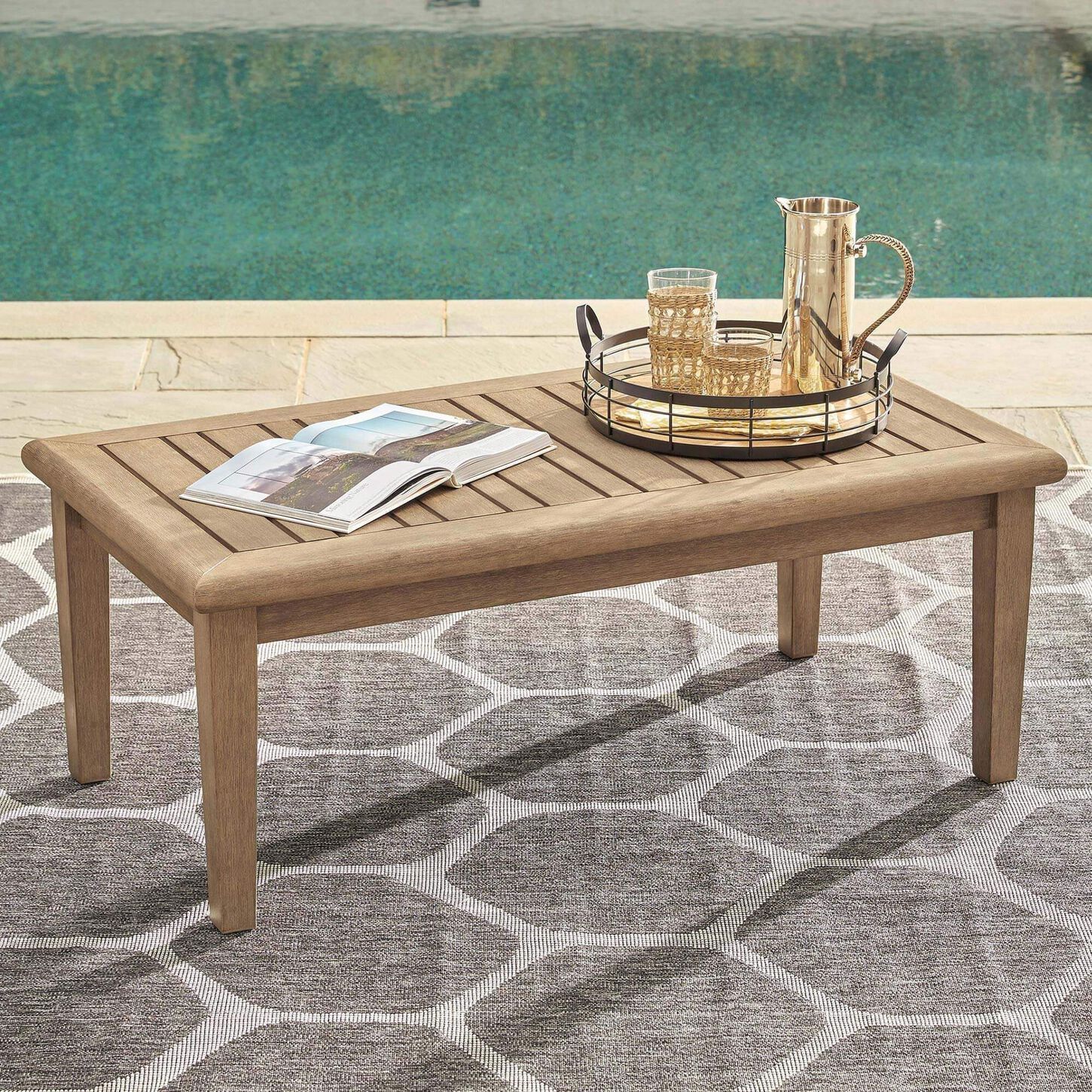 Ashley Gerianne Rectangular Cocktail Table in Grayish Brown