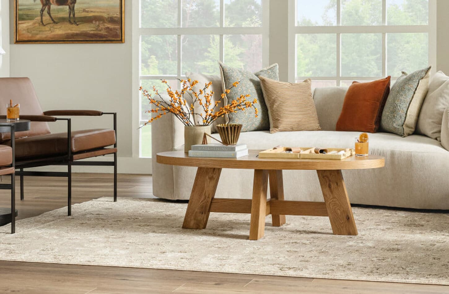 Beautiful living room featuring stylish furniture