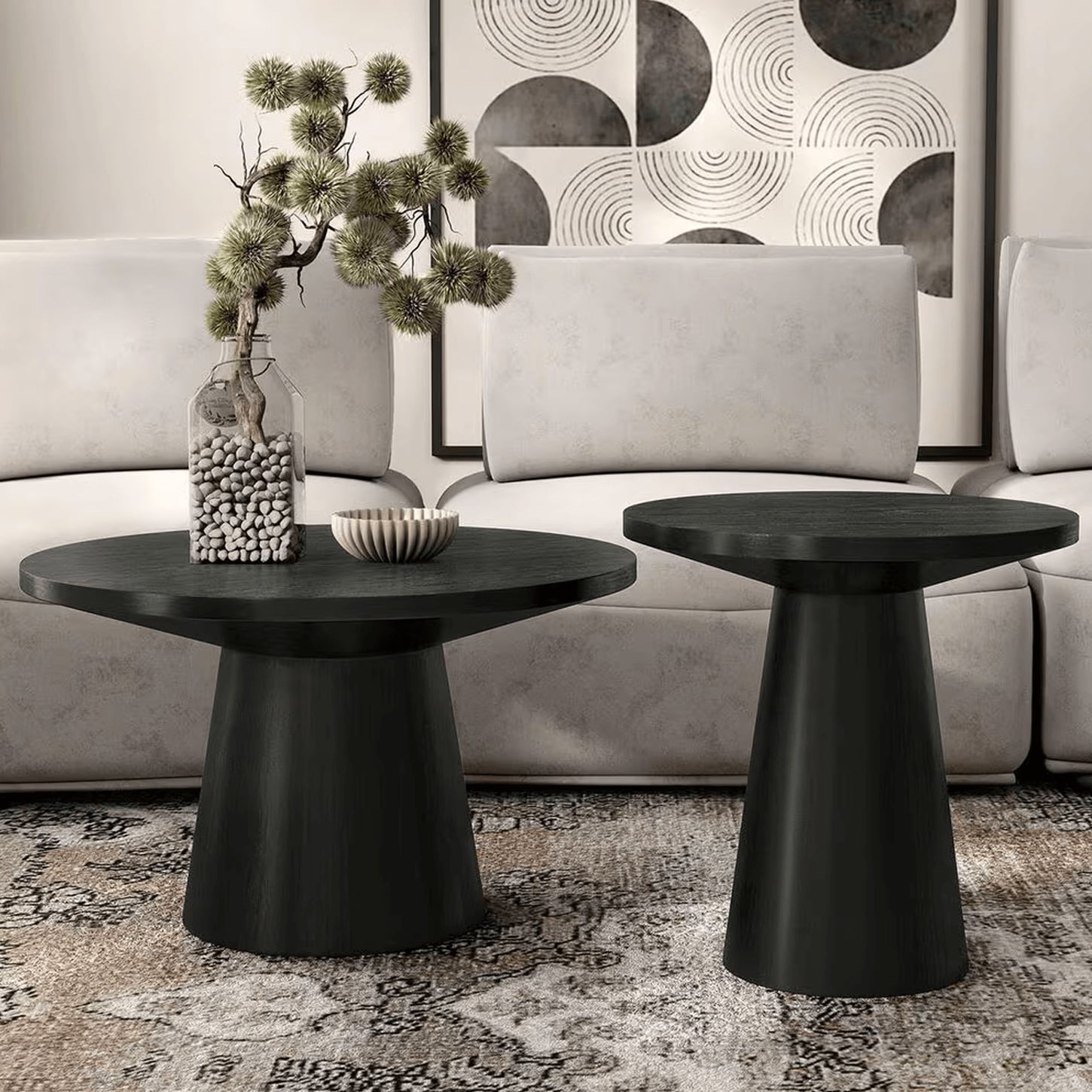Furniture of America Halewood 2-Piece Coffee Table Set in Black