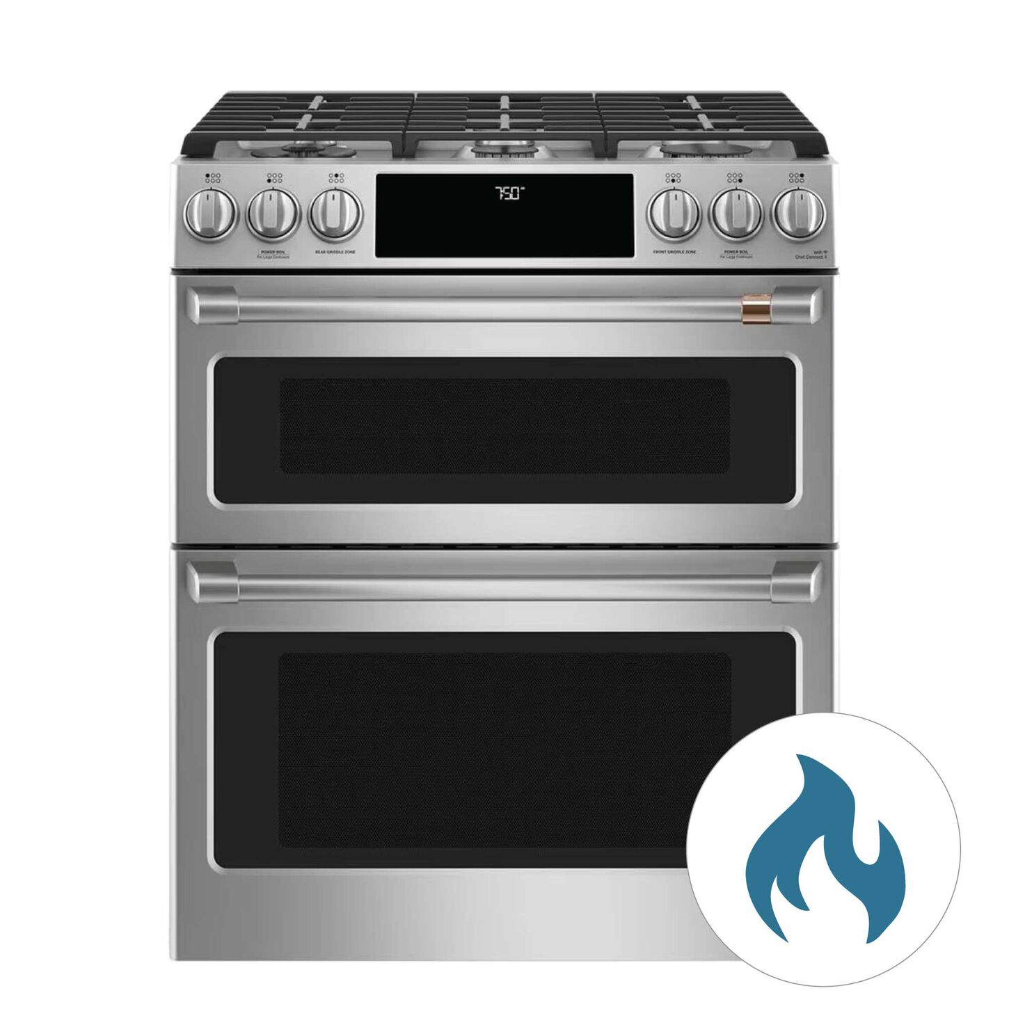 Cafe gas range in stainless steel