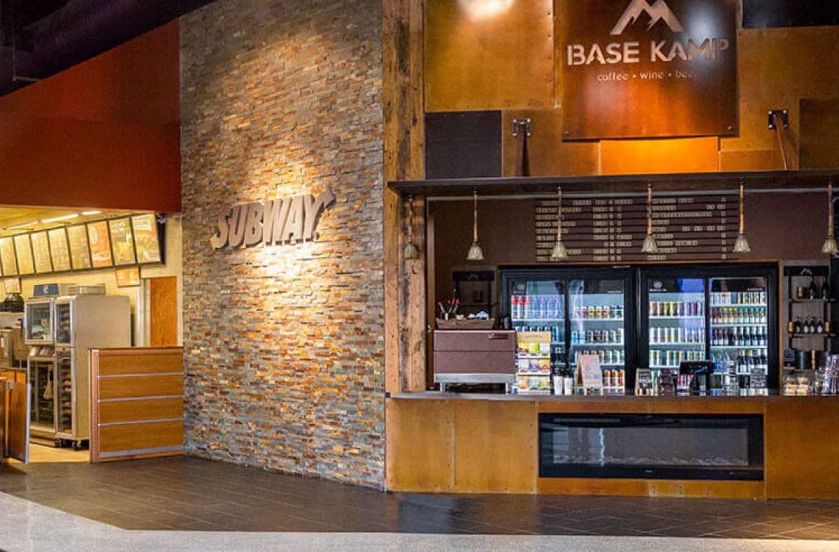 Base Kamp coffee, beer and wine store in Electronics building at Omaha Nebraska Furniture Mart store