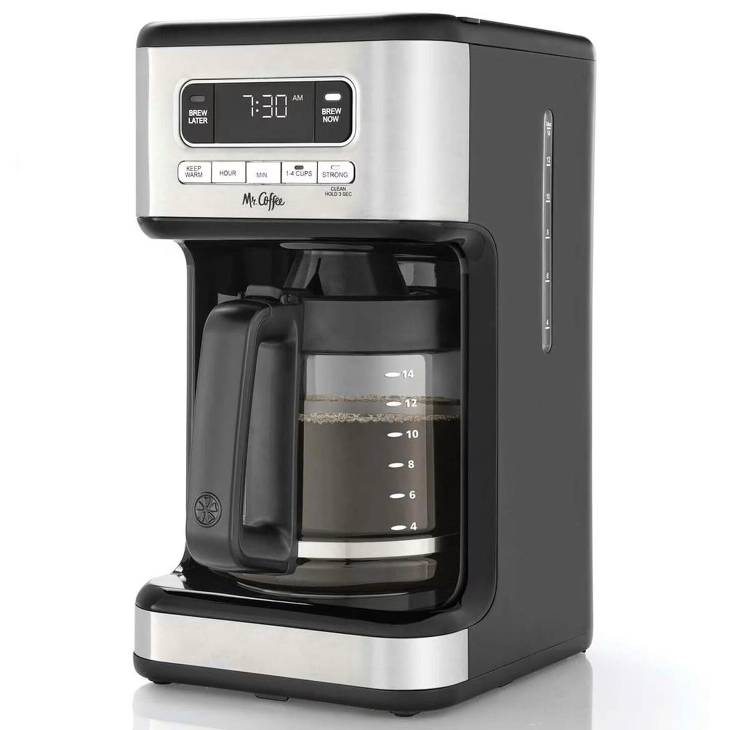 Mr. Coffee 14-Cup Programmable Coffee Maker in Black and Stainless Steel