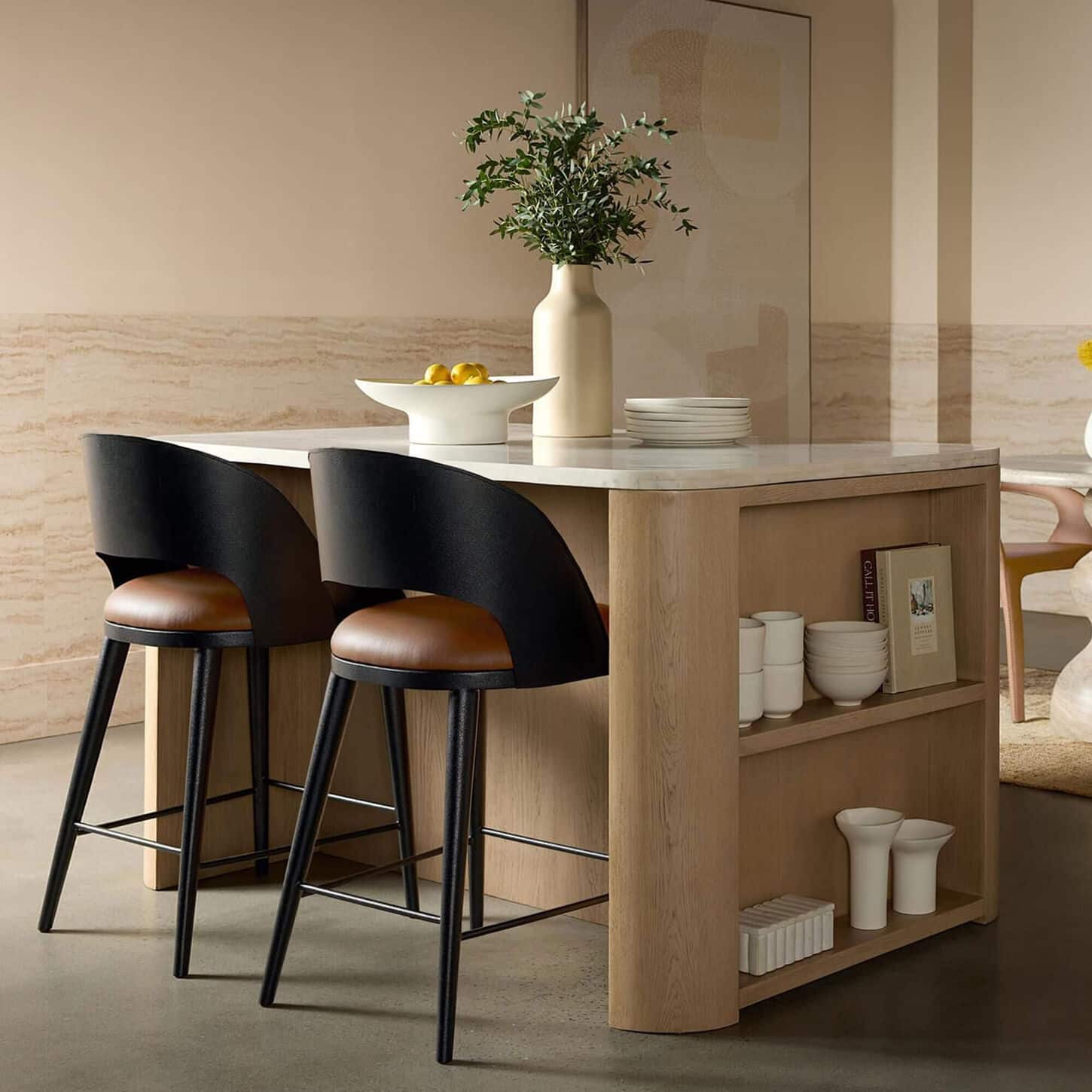 Club Collection By Sunpan Romilly Kitchen Island in Light Wash and White