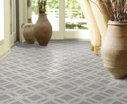 Living space with carpeted floors