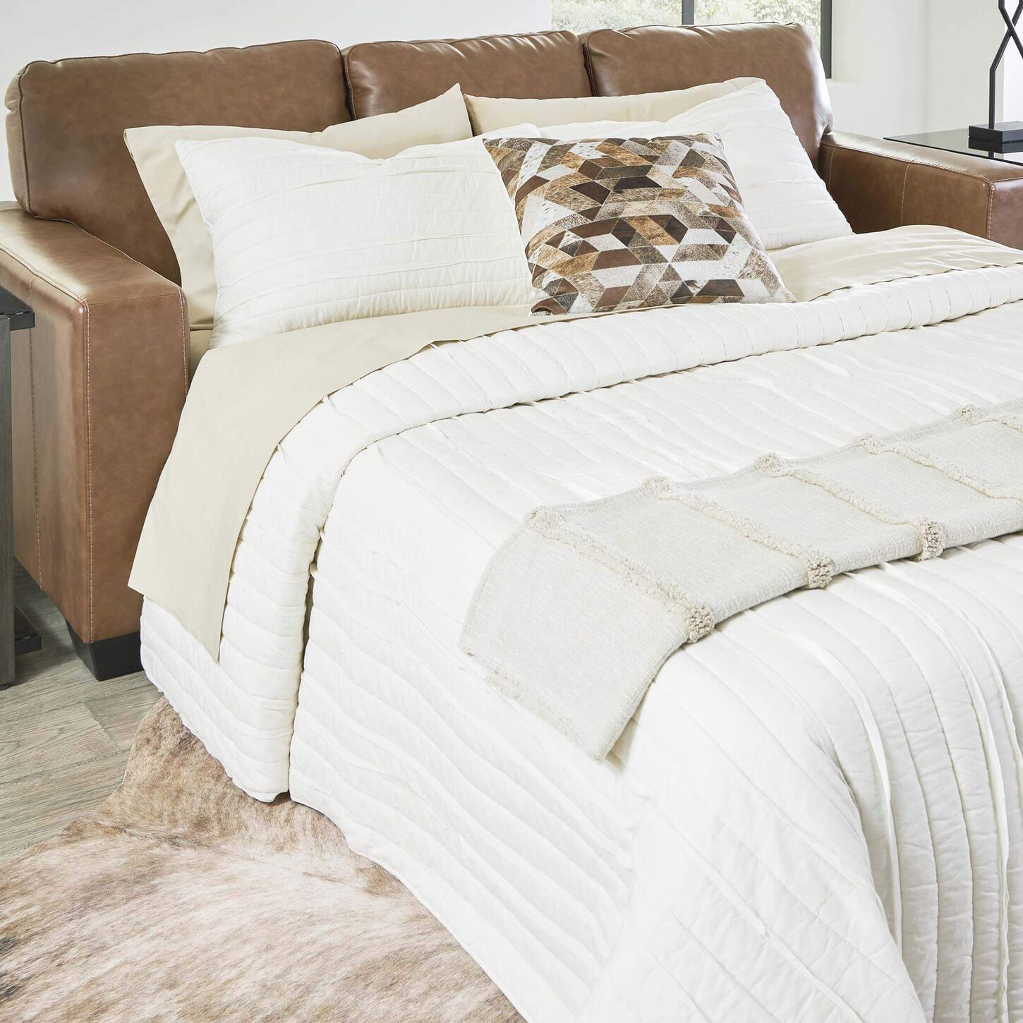 Ashley Bolsena Stationary Queen Sofa Sleeper in Caramel