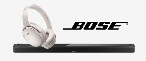Bose Smart Ultra Soundbar in Black and Bose QuietComfort Wireless Noise Cancelling Over-the-Ear Headphones in White Smoke