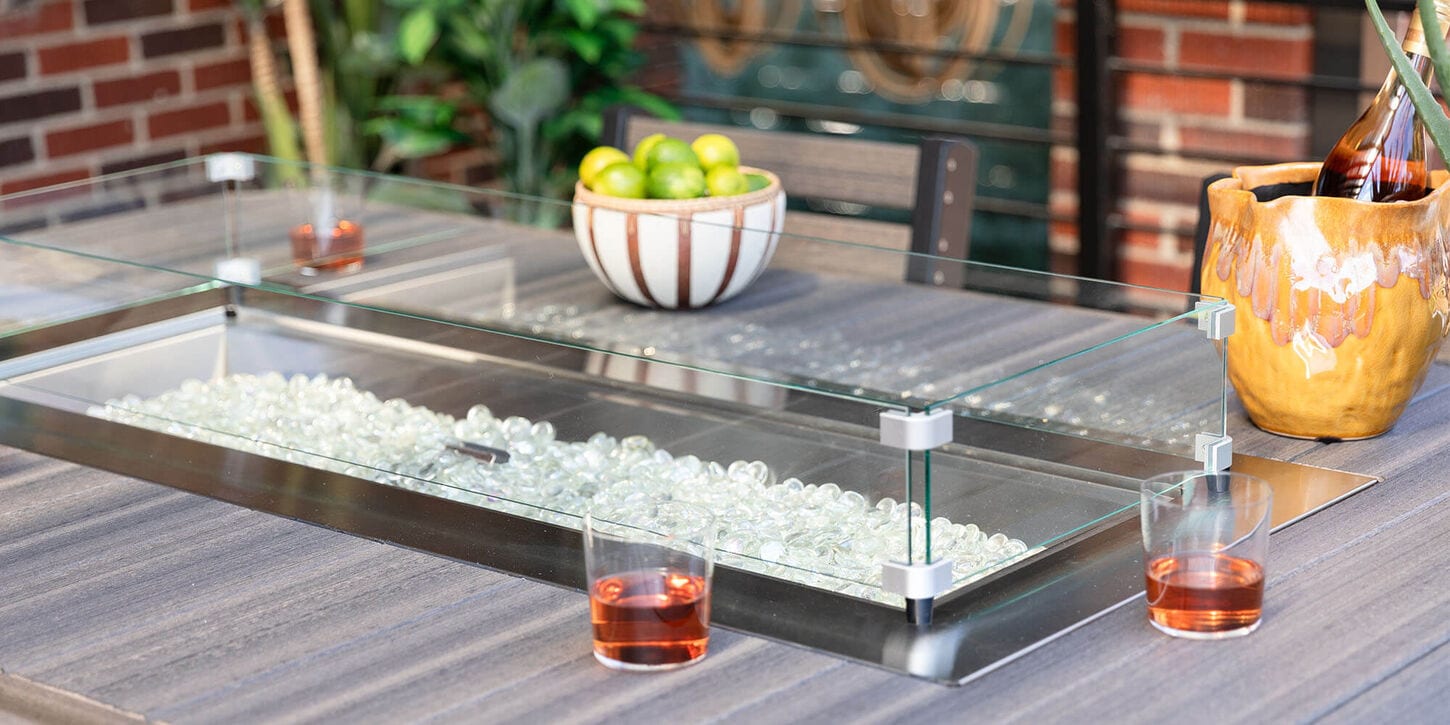 Outdoor patio furniture with drinks