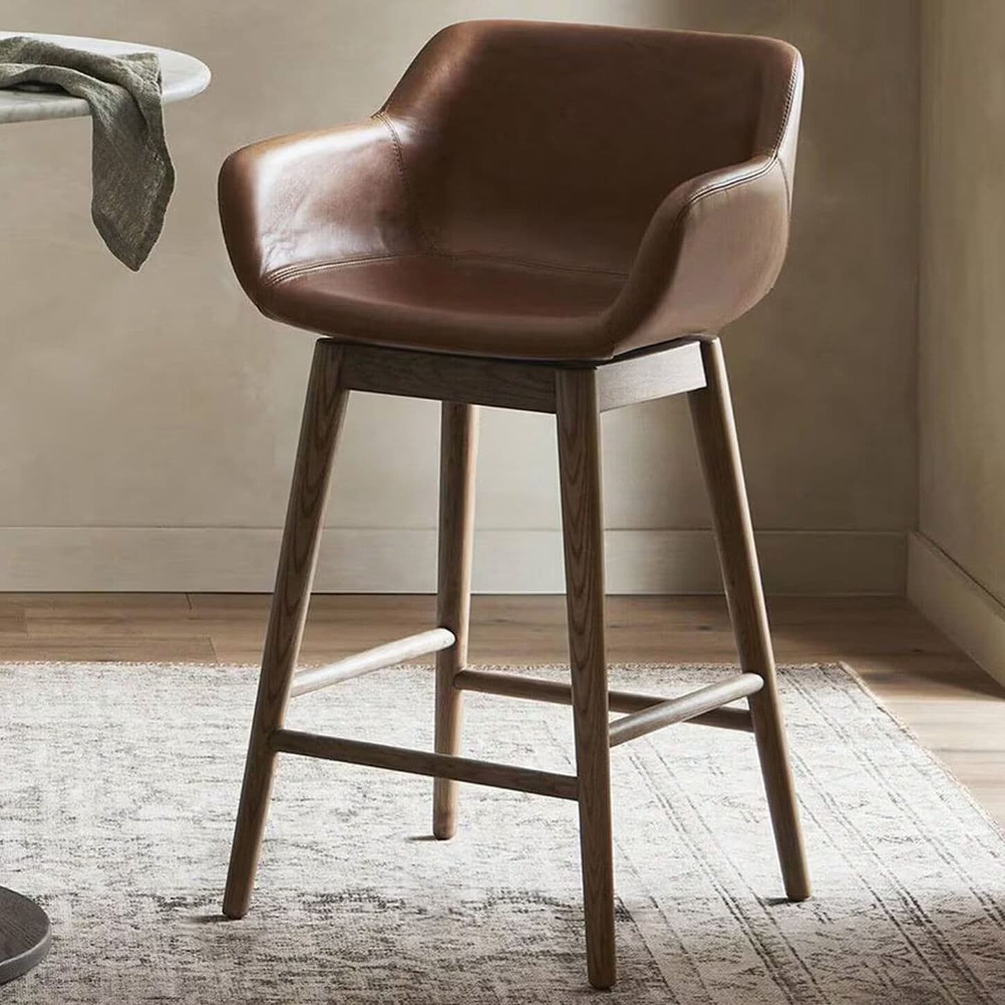 Four Hands Hannah Swivel Counter Stool in Amber Ash