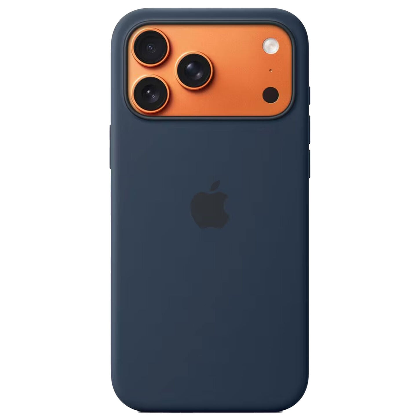 Blue iPhone 17 Pro Max case covering orange phone