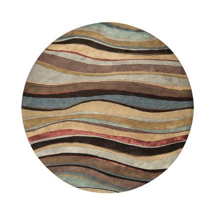 Wave patterned round area rug