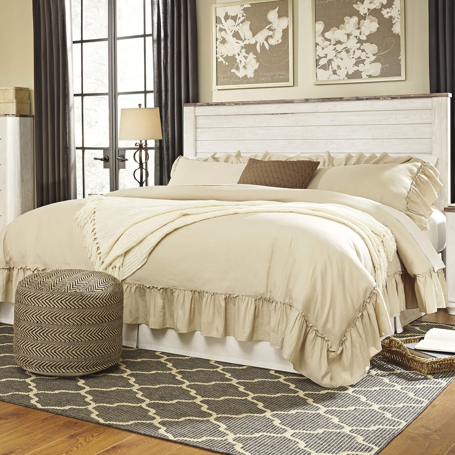 Ashley Willowton Panel Headboard in White Washed