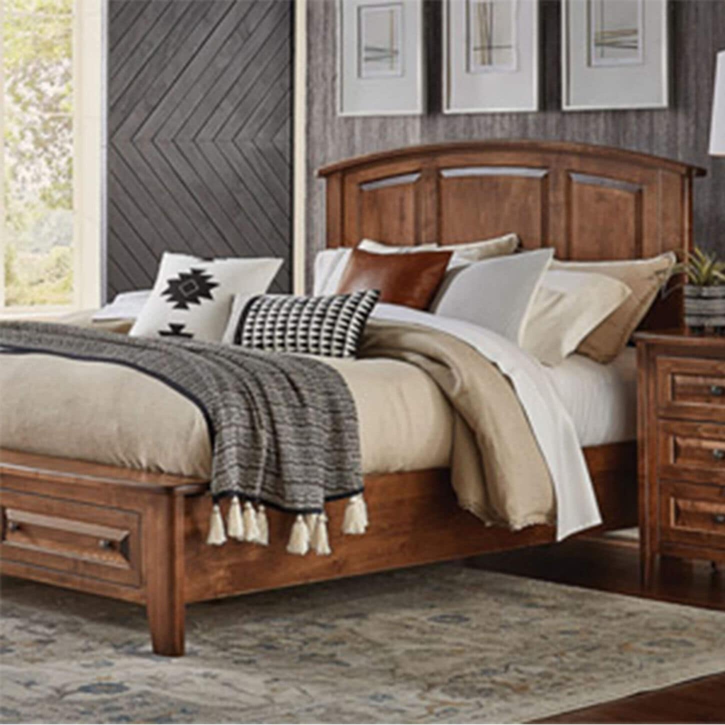 Archbold Furniture Carson King Storage Bed in Maple Bark