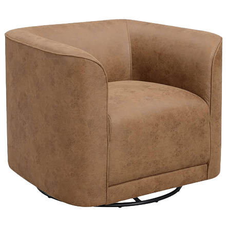 Golden Wave Furniture Whirlaway Swivel Accent Chair in Saddle Brown