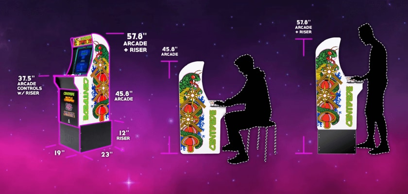 Product specifications. The only home arcade machine with officially licensed cabinet artwork and gameplay, with exclusive controls for every game.