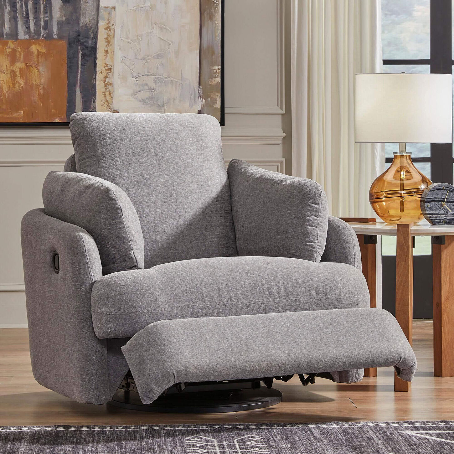 Ashley Modmax Swivel Glider Push Back Recliner in Granite with Next-Gen Nuvella Performance Fabric