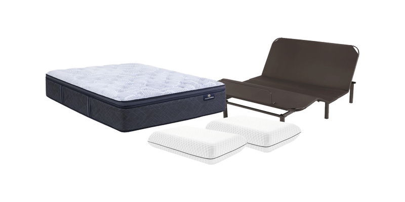 Serta Motion Slim King Adjustable Base, pillows and mattress