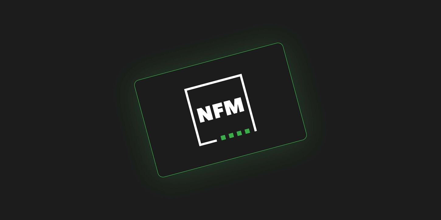 NFM Credit Card with a glowing green background