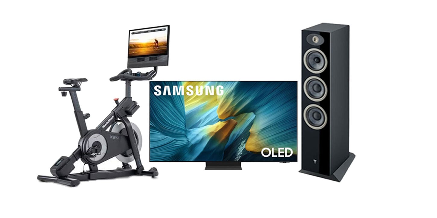 Collection of Fitness Bike, Samsung TV and Home Speaker