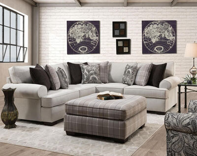  Northwestern Cooper 2-Piece Stationary L-Shaped Sectional in Alabaster