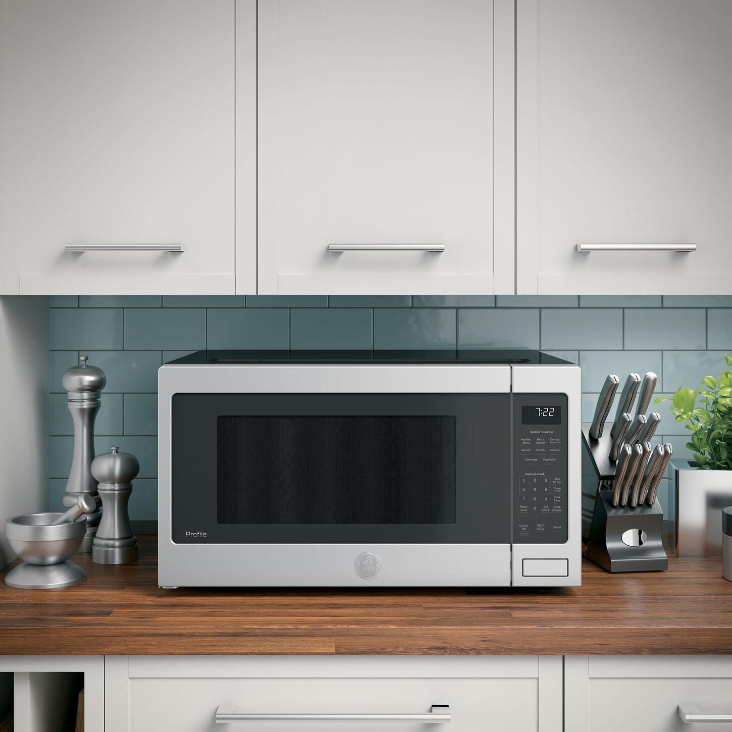 GE Profile 2.2 Cu. Ft. Countertop Sensor Microwave Oven in Stainless Steel
