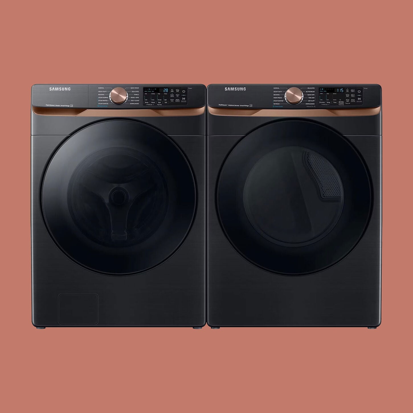 Samsung Laundry Pair with 5.0 Cu. Ft. Smart Front Load Washer with 7.5 Cu. Ft. Smart Electric Dryer in Brushed Black