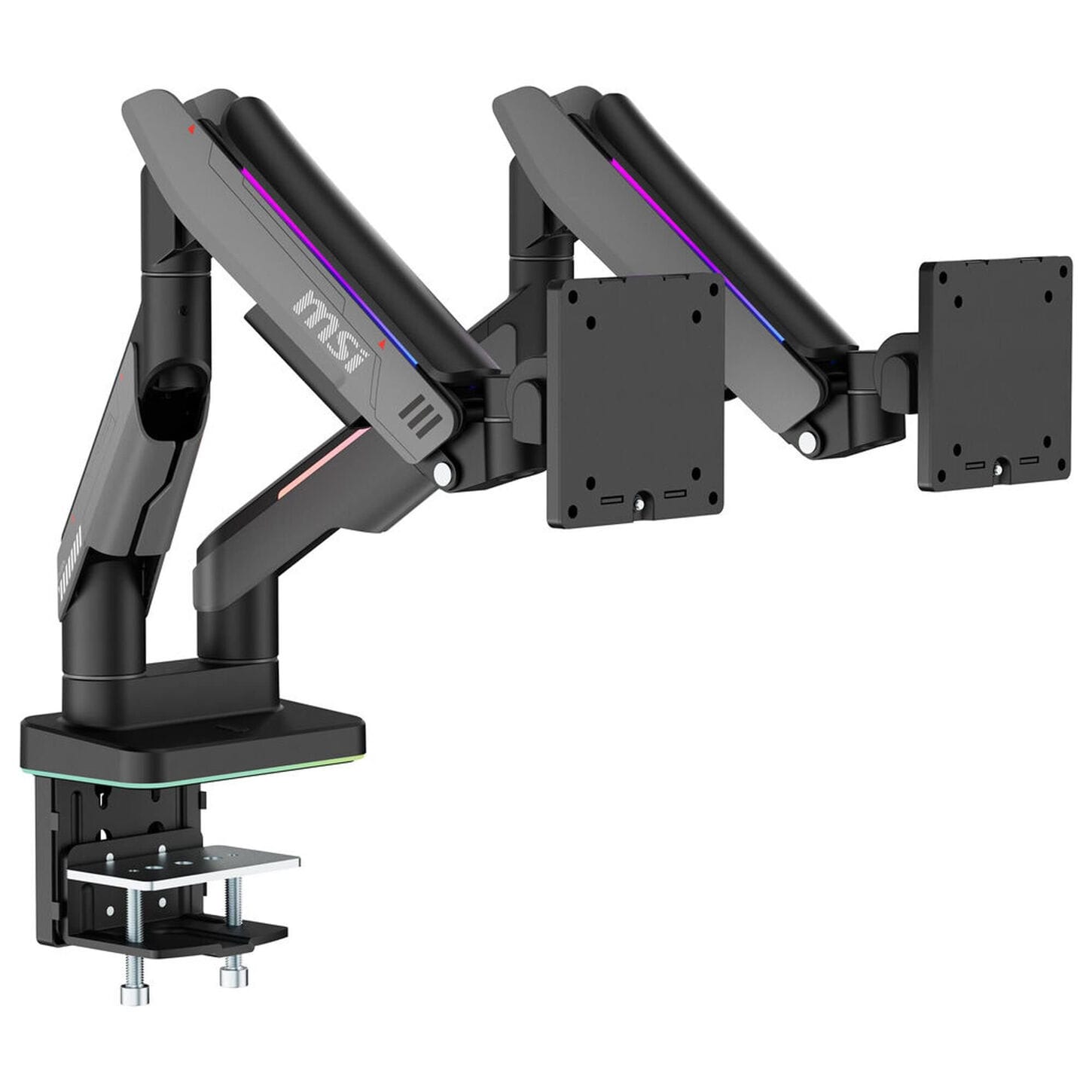 MSI Dual Monitor Mounting Arms in Matte Black and Painted Gray