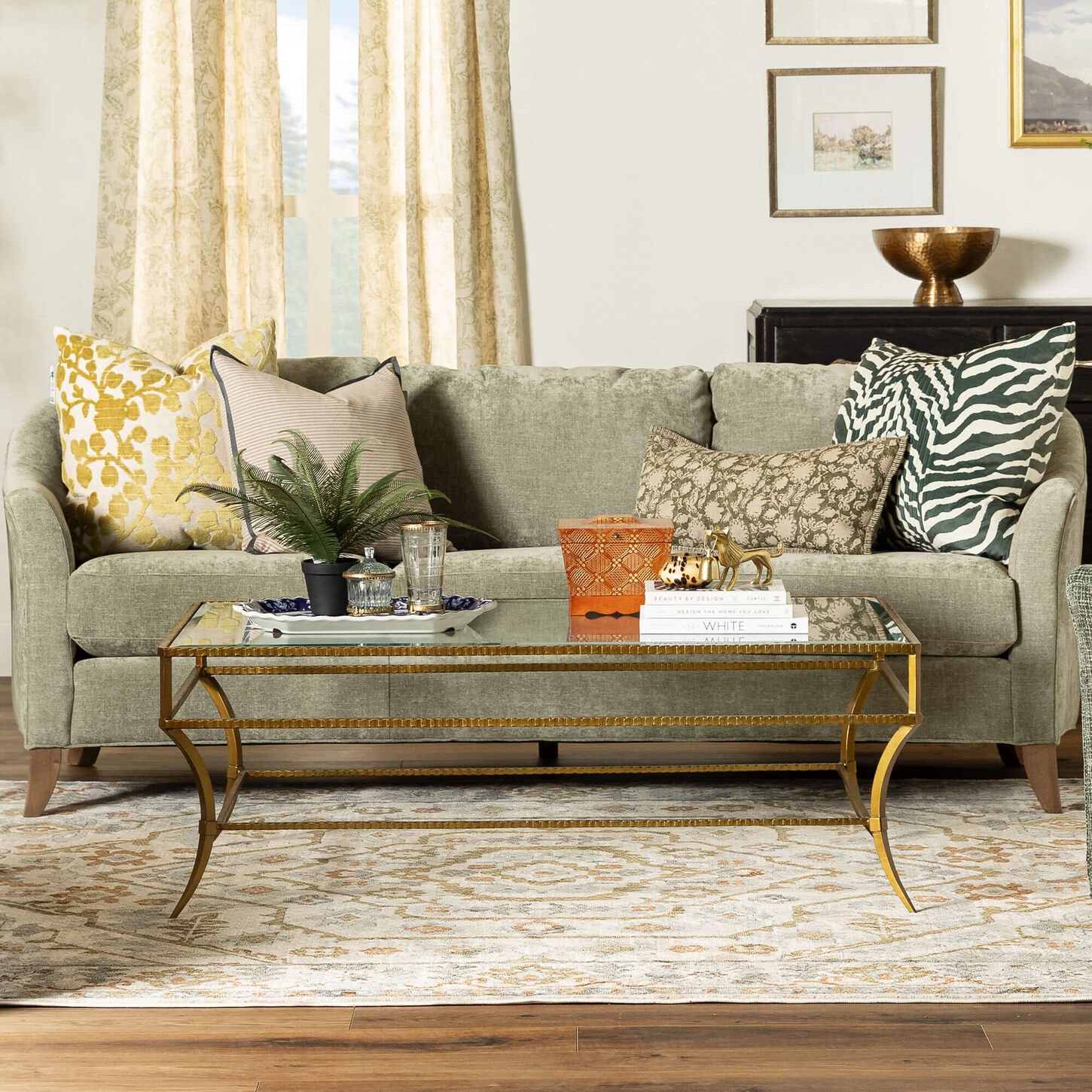 Smith Brothers Stationary Sofa in Green