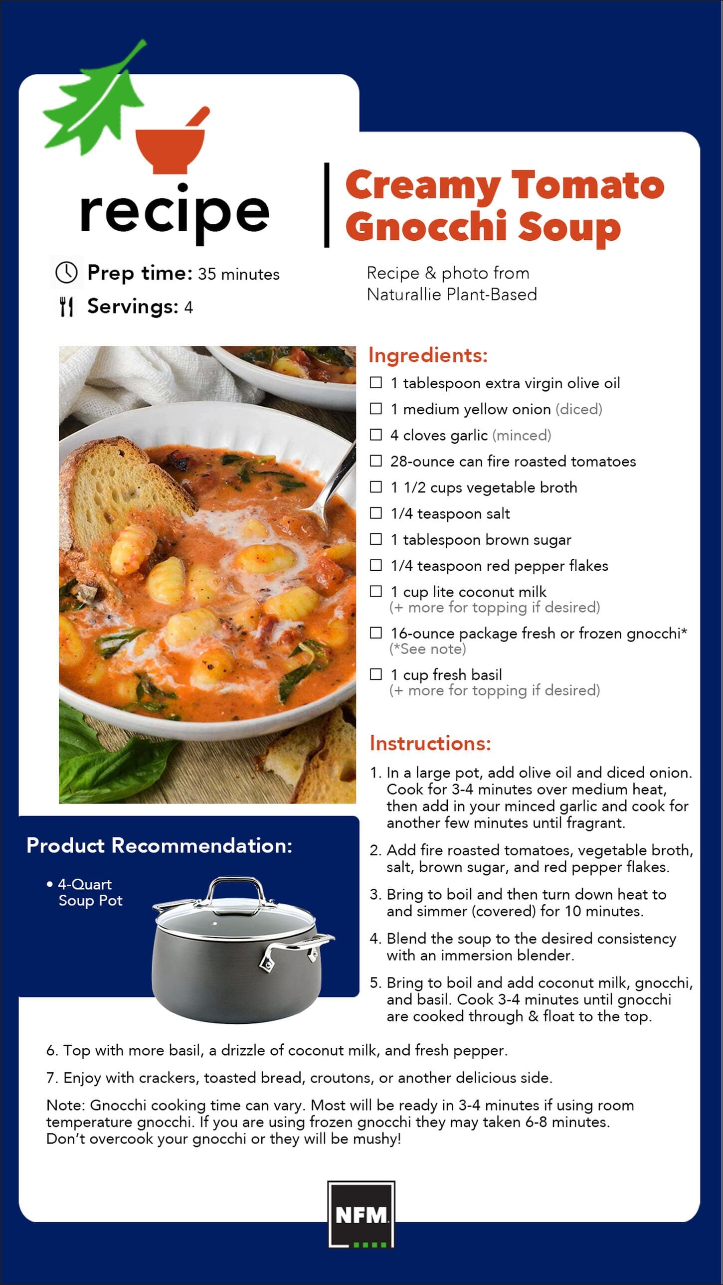 Creamy tomato gnocchi soup recipe.