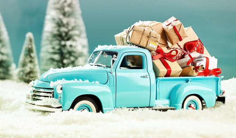 Pickup Truck Full of Gifts for the Holidays