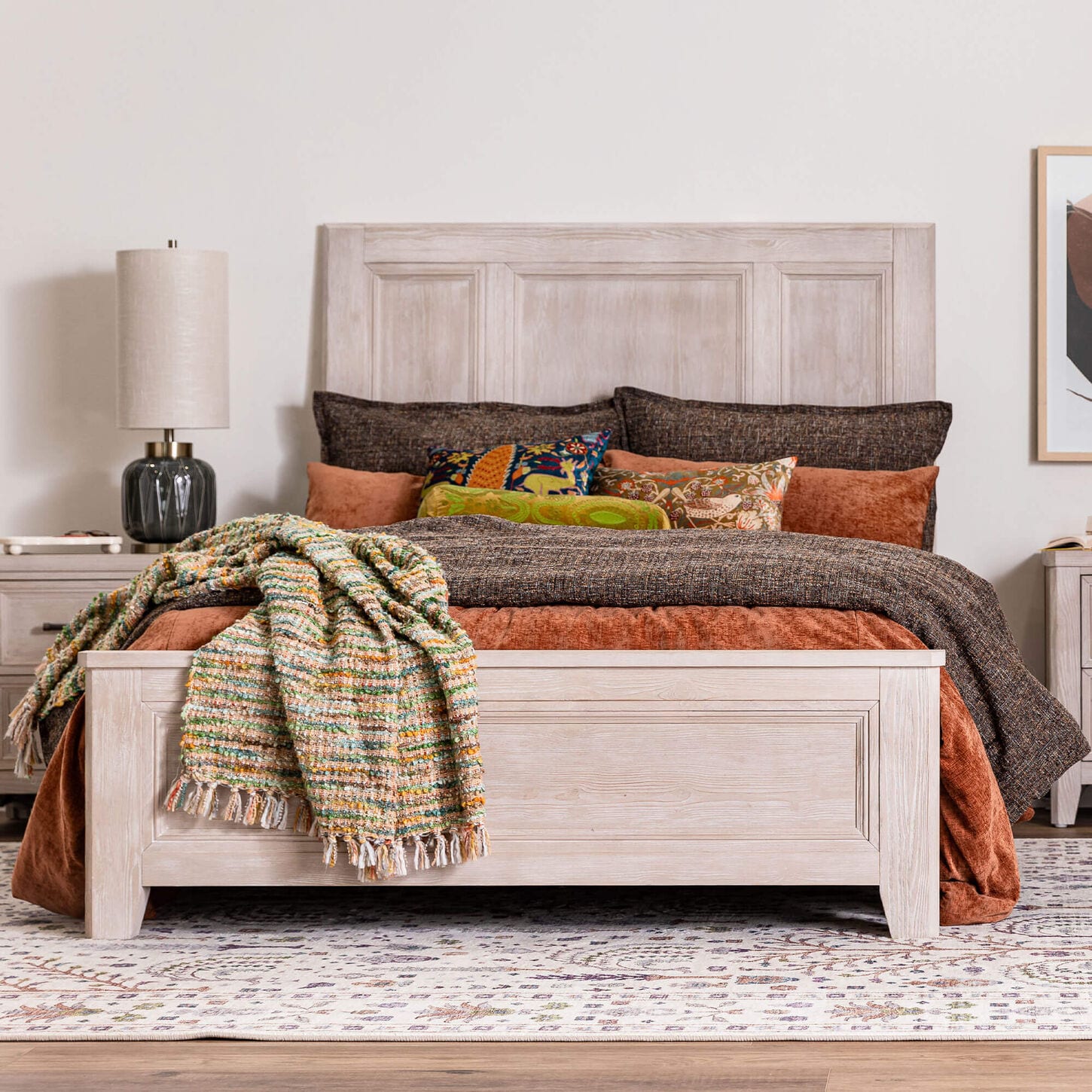 Hawthorne Furniture Carlson Queen Panel Bed in Washed Linen