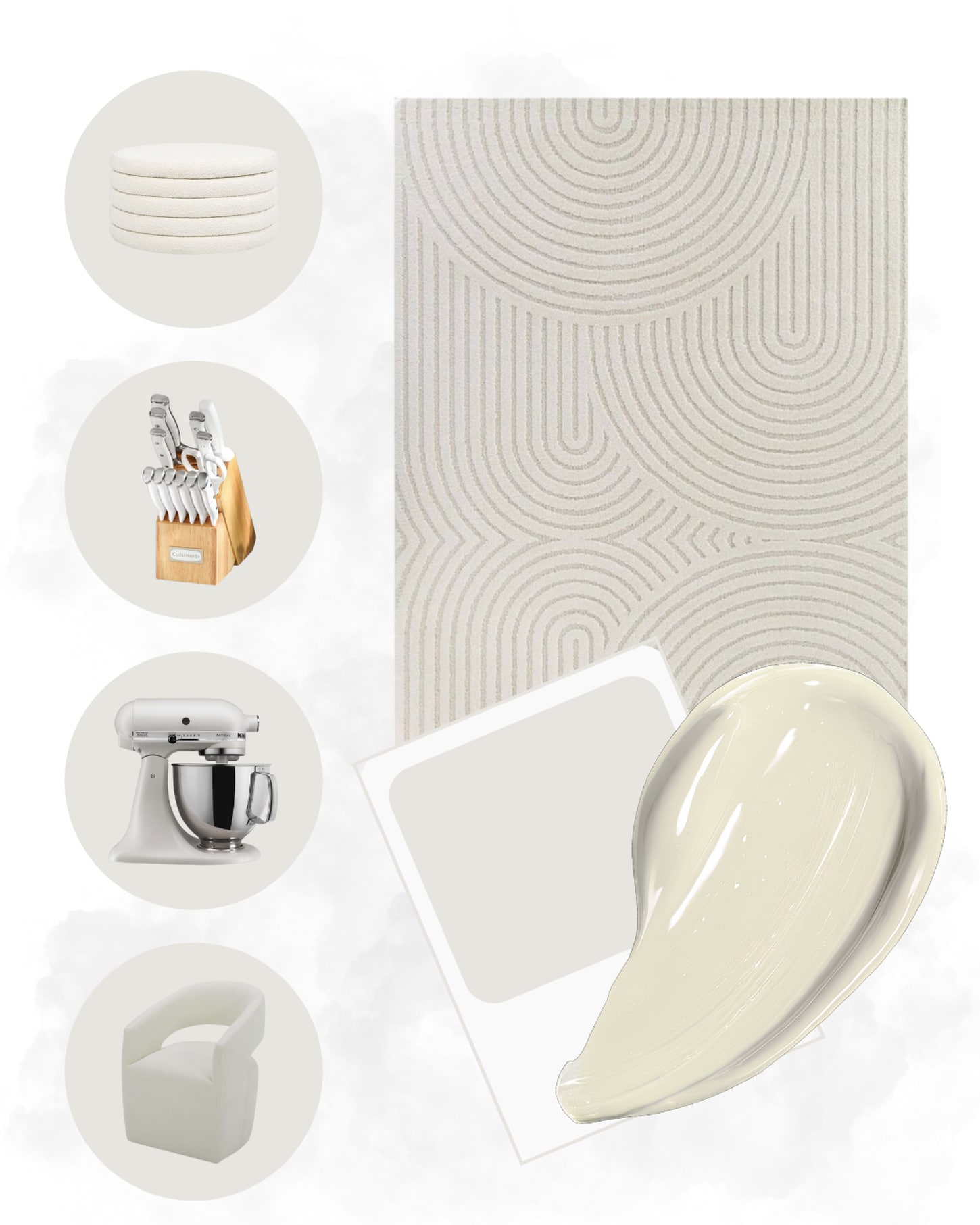 Pantone color of the year featuring a rug, paint color, knives, mixer, and chair